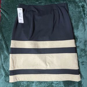 Worthington Black Pencil Skirt with Camel Horizontal Bands